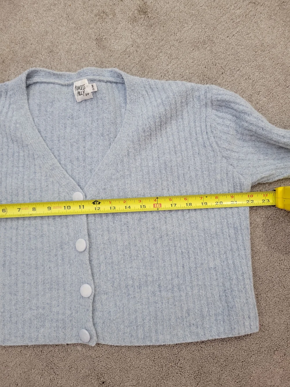 Princess Polly Light Blue Wool Blend Ribbed Cropped Cardigan S/M